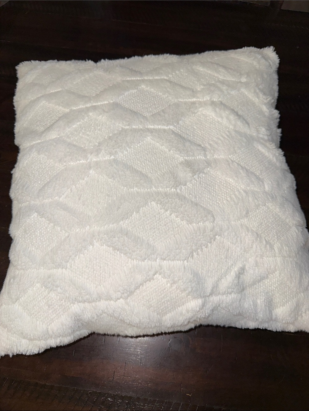 Textured White Decorative Throw Pillow